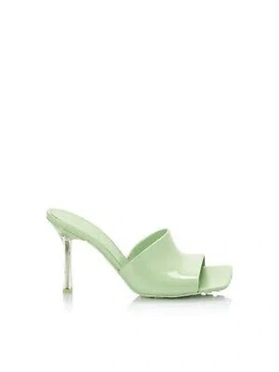 Pre-owned Bottega Veneta Womens Green Comfort Square Toe Stiletto Slip On Heeled Sandal 37
