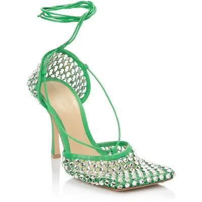 Pre-owned Bottega Veneta Womens Green Strappy Dressy Pumps Shoes 39 Medium (b,m) Bhfo 1903 In Web Sparkle/parakeet