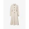 Bottega Veneta Womens Cinch-waist Viscose-silk Coat Grey Putty In Neutral