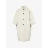 Bottega Veneta Womens Grey Putty Raglan-sleeves Relaxed-fit Cotton And Silk Coat