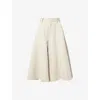 Bottega Veneta Womens Grey Putty Wide-leg High-rise Cotton And Silk-twill Culottes In Neutral
