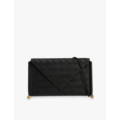 Bottega Veneta Womens Fondant-m Brass Intrecciato-leather Cross-body Bag In Black