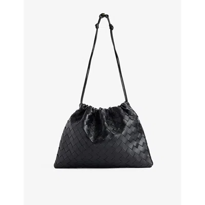 BOTTEGA VENETA WOMENS BLACK-GOLD INTRECCIATO LEATHER DUSTBAG