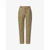 Bottega Veneta Womens Liana Travertine Intrecciato Straight-leg Suede Trousers In Brown