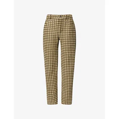 Bottega Veneta Womens Liana Travertine Intrecciato Straight-leg Suede Trousers In Brown