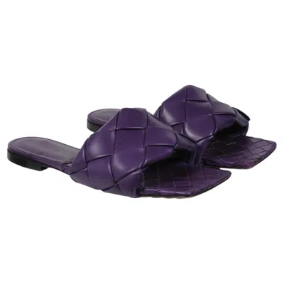 Pre-owned Bottega Veneta Womens Lido Intrecciato Woven Sandals Us 10 It 40 Purple Leather