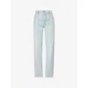 Bottega Veneta Womens Light Blue Boyfriend Suede-patch Straight-leg Mid-rise Denim Jeans In Light Blue