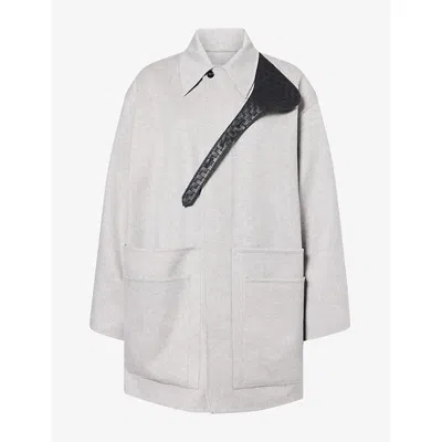 Bottega Veneta Womens Light Grey Melange Oversized Wool And Cashmere-blend Coat In Gray