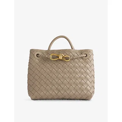 Bottega Veneta Womens  Andiamo Small Leather Top-handle Bag In Gray
