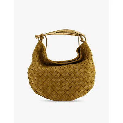 Bottega Veneta Womens  Sardine Intrecciato-weave Suede Top-handle Bag In Green