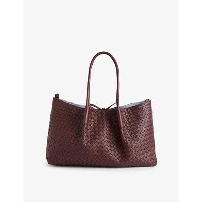 Bottega Veneta Womens  Pinacoteca Leather Tote Bag In Madder Bro/lunar-m B