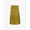 BOTTEGA VENETA WOMENS MARSH PANELLED SPLIT-HEM SUEDE MIDI SKIRT