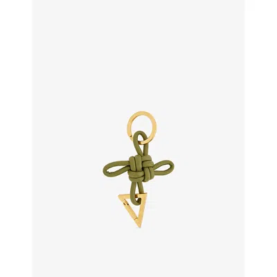 Bottega Veneta Womens Triangle Knot Leather And Metal Keyring Matcha-gold