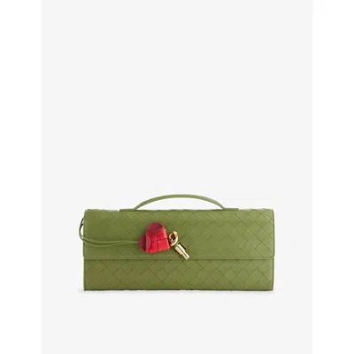 Bottega Veneta Womens Matcha Lipstick Andiamo Leather Clutch Bag