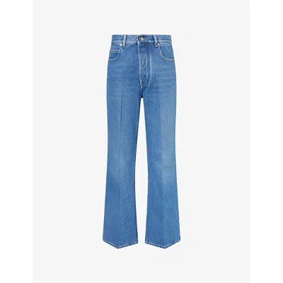 Bottega Veneta Womens Mid Blue Mid-rise Indigo Flare-leg Denim Jeans