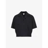 Bottega Veneta Fine Wool Crop Shirt In Midnight Blue