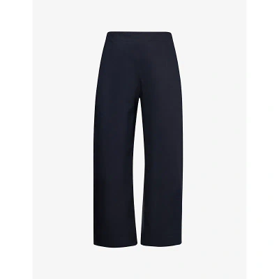 Bottega Veneta Womens Midnight Blue Wide-leg High-rise Cotton-twill Sailor Trousers