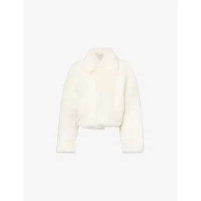 Bottega Veneta Womens Off White Cropped Regular-fit Fur Jacket