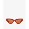 Bottega Veneta Womens Orange 6j000413 Bv1249s Cat Eye-frame Injected Sunglasses In Orange