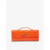 Bottega Veneta Long Andiamo Clutch Bag With Handle In Orange-m Brass