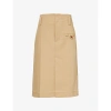 Bottega Veneta Womens Buttoned-pocket High-waist Cotton Midi Skirt Pale Oak In Pale Oak