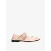 Bottega Veneta Astaire Leather Rabbit Mary Jane Ballerina Flats In Pale Pink