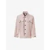Bottega Veneta Womens Pearl Abyss Scarlet Check-print Buttoned-pockets Woven-blend Shirt In Pearl Abyss Scarlet