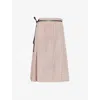 Bottega Veneta Womens Check-print Pleated Woven-blend Midi Skirt Pearl Abyss Scarlet In Pearl Abyss Scarlet