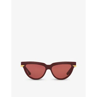 Bottega Veneta Womens Red 6j000421 Bv1265s Cat Eye-frame Acetate Sunglasses