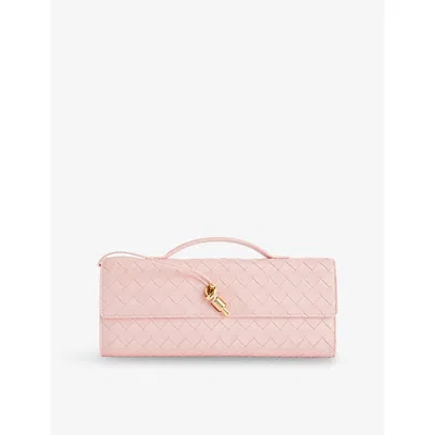 Bottega Veneta Womens  Andiamo Small Leather Clutch In Pink