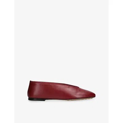 Bottega Veneta Womens Rust Lagoon Nappa-leather Ballet Flats Eur 40 / 7 Uk In Red