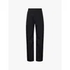 Bottega Veneta Womens Black Sartoria Two-slip-pockets Straight-leg High-rise Wool Trousers In Black