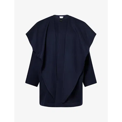 Bottega Veneta Womens Scarf-detail Wool And Cashmere Coat Midnight Blue