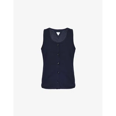 BOTTEGA VENETA WOMENS ABYSS SCOOP-NECK SLEEVELESS COTTON-JERSEY TOP XL