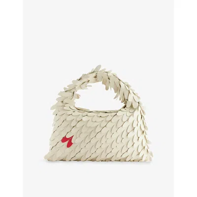 Bottega Veneta Womens Sea Lipstick Hop Heart-shape Suede Shoulder Bag
