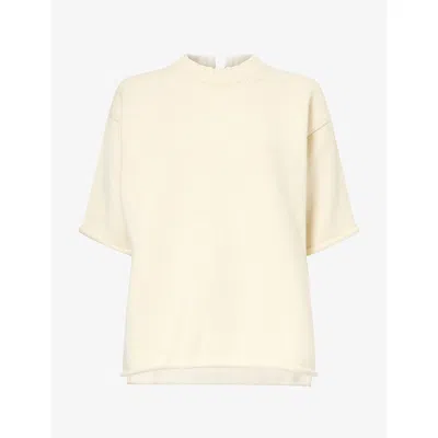 Bottega Veneta Womens Short-sleeve Knitted Wool Jumper Rice In Neutral