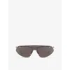 Bottega Veneta V1272s Rectangle-frame Metal Sunglasses