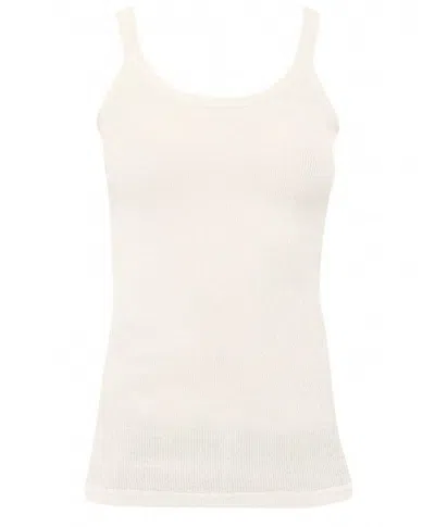 Bottega Veneta Womens Slim Fit Light Cotton Tank Top In White
