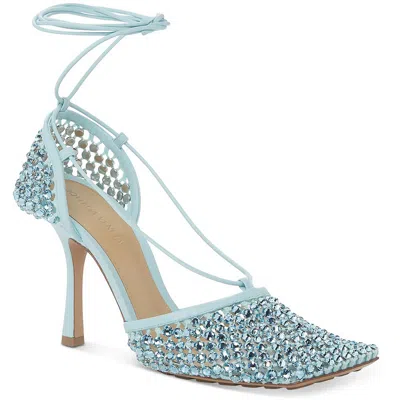 Pre-owned Bottega Veneta Womens Strappy Dressy Square Toe Pumps Shoes Bhfo 1945 In Web Sparkle/pale Blue