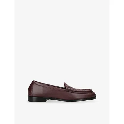 Bottega Veneta Womens Sveglia Leather Loafers Wine Eur 37.5 / 4.5 Uk