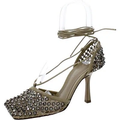 Pre-owned Bottega Veneta Womens Tan Strappy Dressy Pumps Shoes 37 Wide (c,d,w) Bhfo 3902 In Web Sparkle/cane Sugar