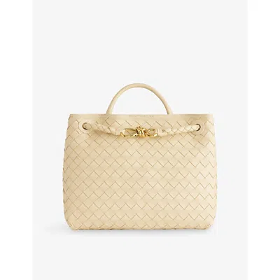 Bottega Veneta Womens Tufo Muse Brass Andiamo Intrecciato Medium Leather Cross-body Bag