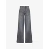 Bottega Veneta Womens Washed Black Faded-wash Wide-leg Denim Jeans In Blue