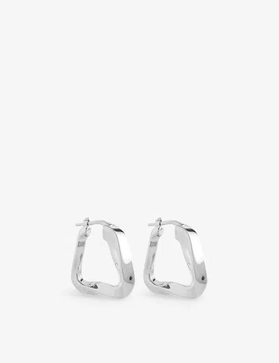 Bottega Veneta Womens Silver Wave Triangle 18ct Yellow-gold Plated Silver Hoop Earrings