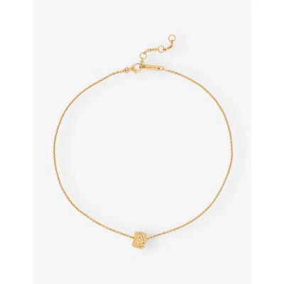 Bottega Veneta Womens White Intreccio 18ct Yellow Gold-plated Sterling-silver And Cubic Zirconia Pendant Necklace