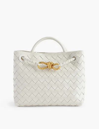 Bottega Veneta Womens White-m Brass-white Andiamo Leather Top-handle Bag