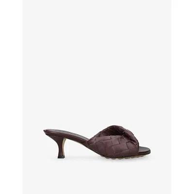 Bottega Veneta Womens Wine Blink Intrecciato Leather Mules Eur 41 / 8 Uk In Burgundy