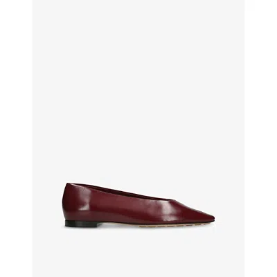 BOTTEGA VENETA WOMENS WINE SOFIA FLAT LEATHER BALLERINA PUMPS EUR 38/5 UK