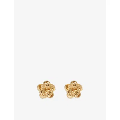 Bottega Veneta Womens  Knot 18ct Gold-plated Sterling Silver Stud Earrings