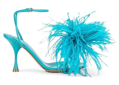 Pre-owned Bottega Veneta Wonderbird Nappa Feather Dot Sandals (women's) Sneakers In Turquoise In Blue
